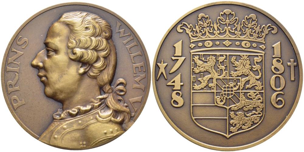 Нидерланды медаль ND принц Нидерландов Виллем V (1748-1806), диаметр 50 мм. 05-091-22