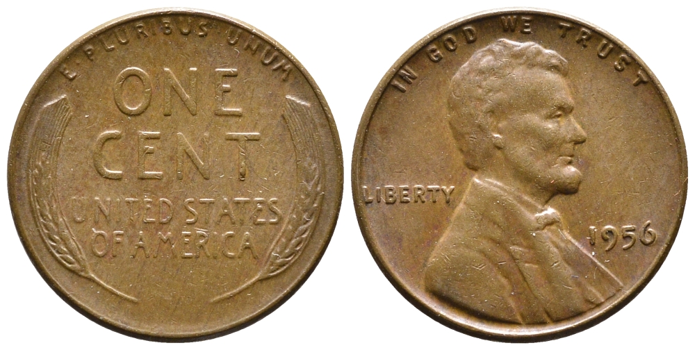 США 1 ЦЕНТ 1956 ЛИНКОЛЬН KM А132 медь цинк 4364-727