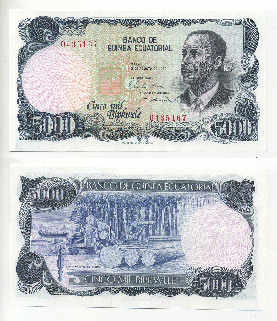 ЭКВАТОРИАЛЬНАЯ ГВИНЕЯ 5000 ЭКУЭЛЕ 1979 Pick 17 бумага UNC (ПРЕСС) 6278-37-3
