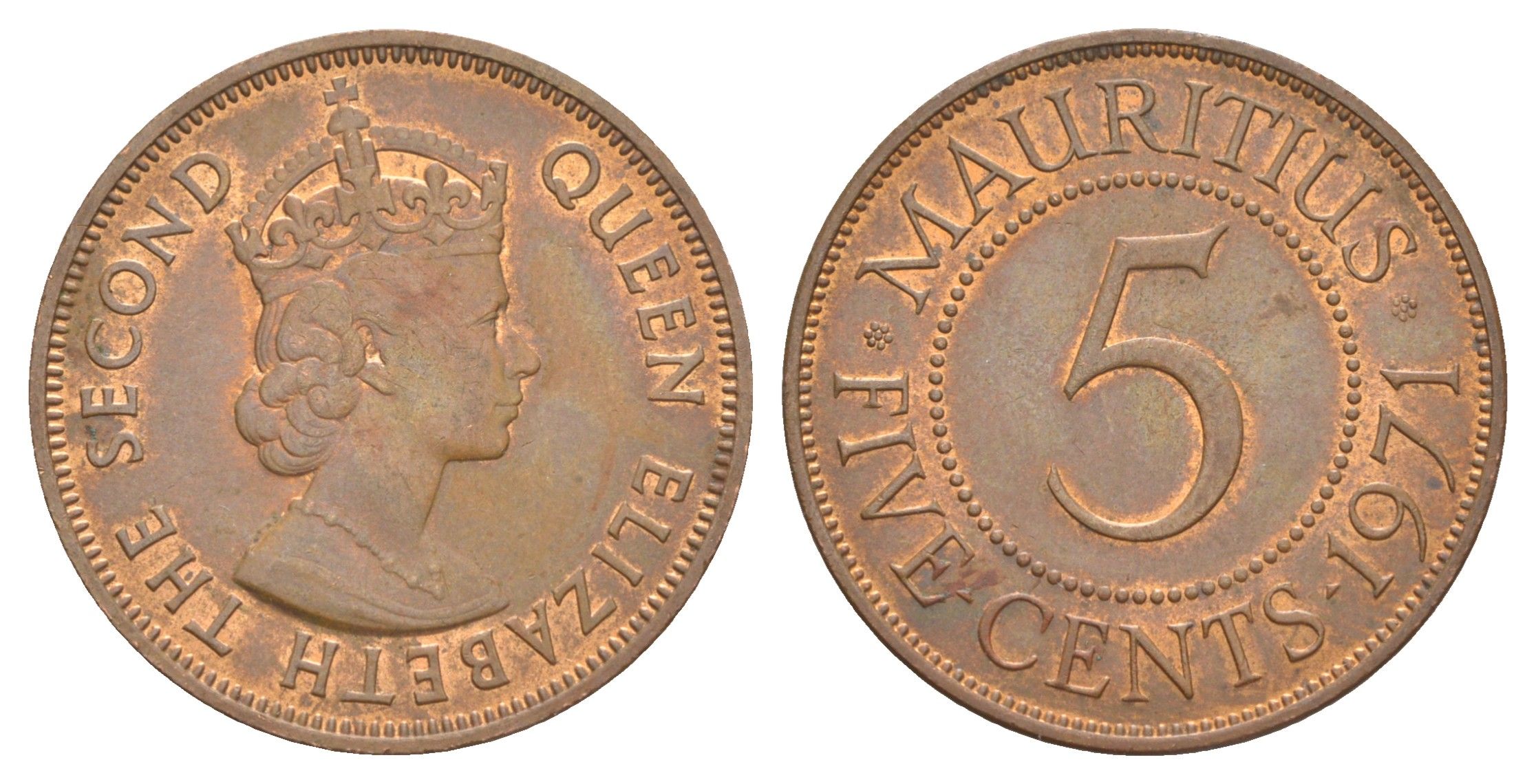 Маврикий 5 центов 1971 KM 34 бронза 4150-1237