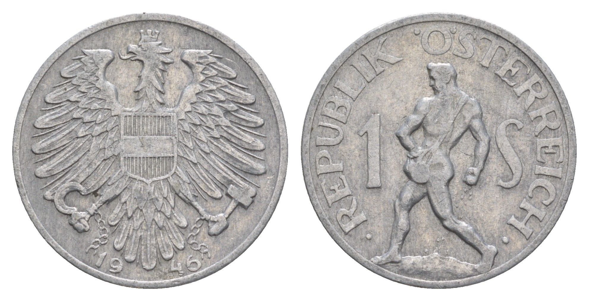 Австрия 1 шиллинг 1946 сеятель KM 2871 алюминий 4556-854