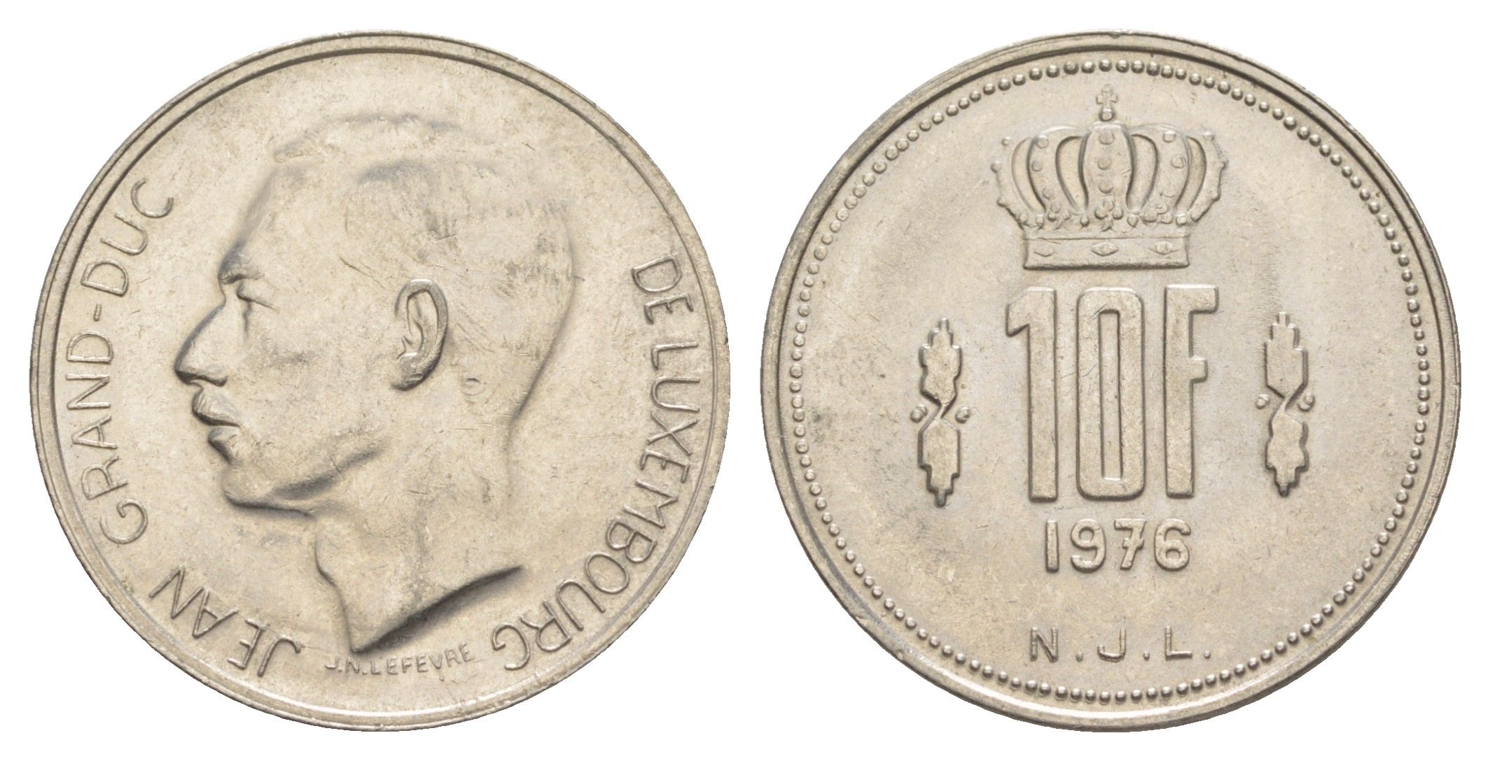 Люксембург 10 франков 1976 Герцог Жан (1964-1999) KM 57 никель 4529-615