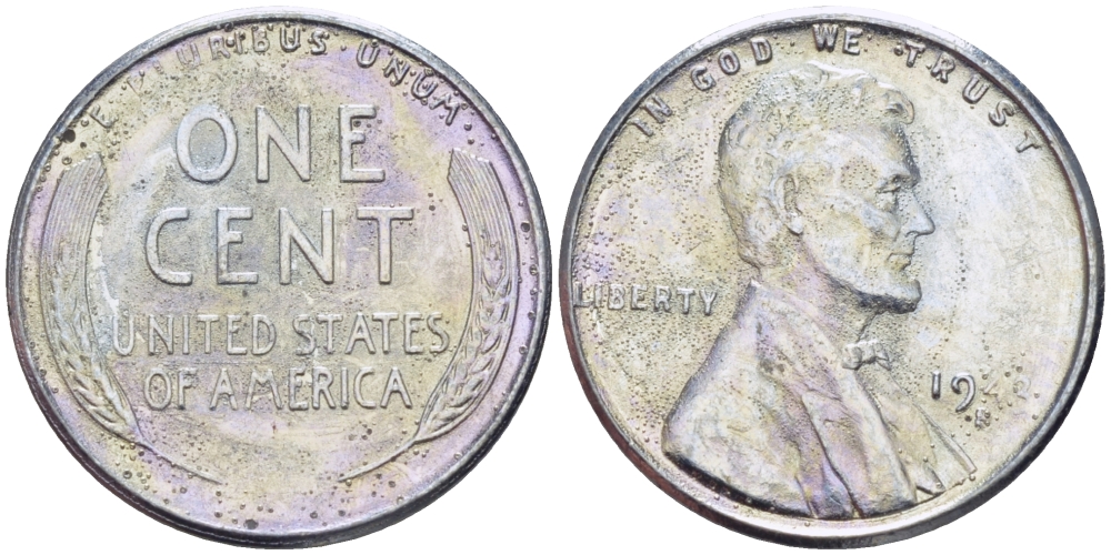 США 1 цент 1943 S (Сан-Франциско), Авраам Линкольн KM 132 a сталь плакированная цинком 39-126