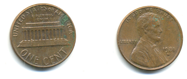 США 1 ЦЕНТ 1981 D, ЛИНКОЛЬН KM 201 медь цинк 179-351