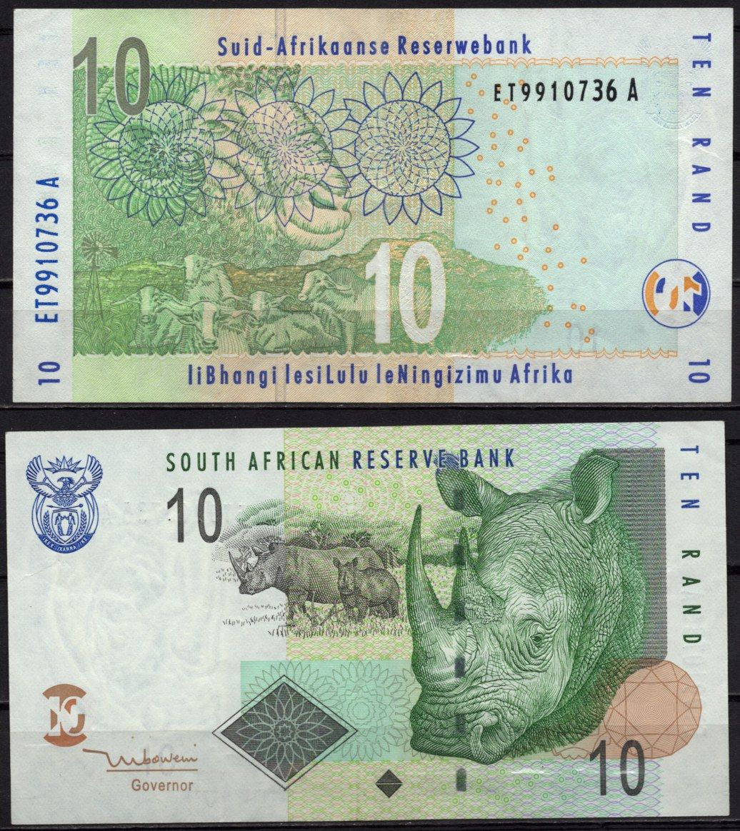 ЮАР 10 рандов 2005 Носорог, баран, коровы Pick 128 a бумага 8518-1-1-2