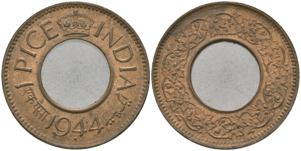 Британская Индия 1 пайс 1944 Георг VI (1936-1952) KM 533 бронза 33-1025