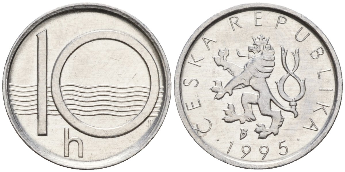 Чехия 10 геллеров 1995 KM 6 алюминий 4152-766