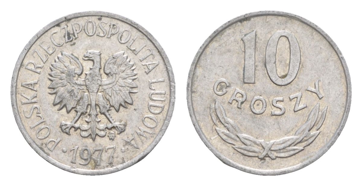 Польша 10 грошей 1977 Y AA47 алюминий 4625-133