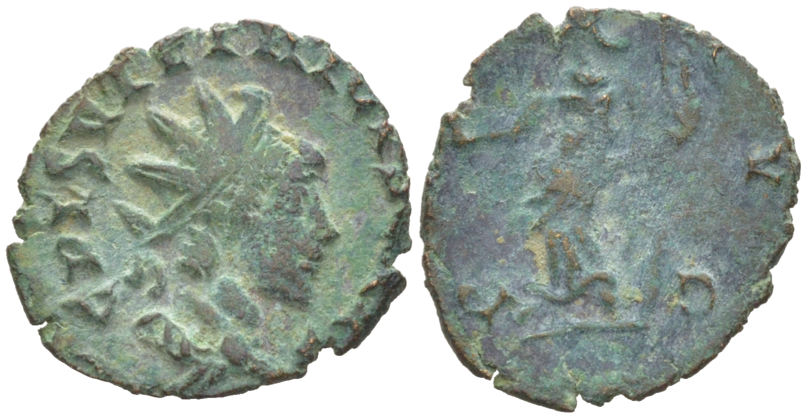 Римская Империя, императоры в Галлии антониниан 273 - 274 Тетрик II, C PIV ESV TETRICVS CAES, бюст цезаря / PAX AVG, Пация, персонификация мира, Августа Треверов RIC 248 биллон 1073-24-91