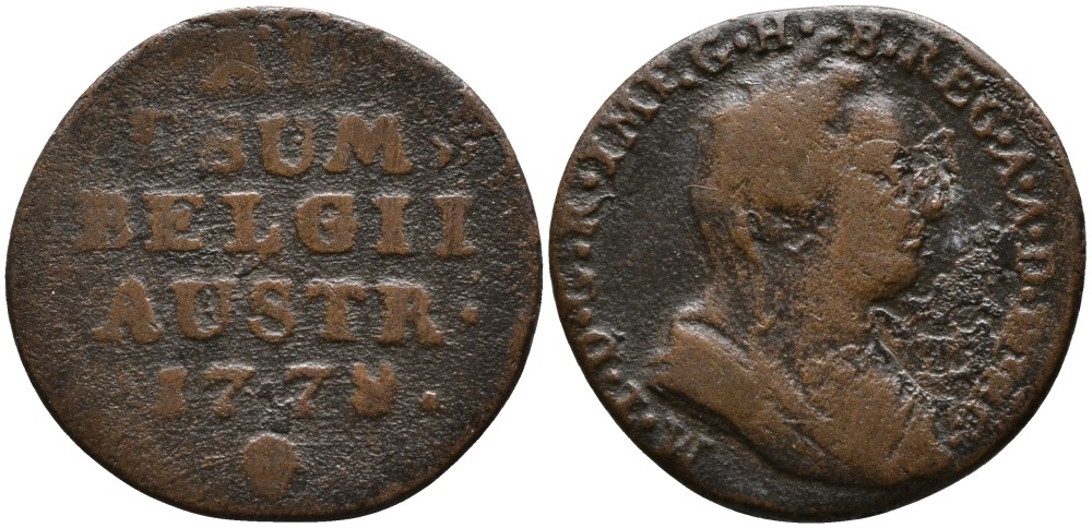 АВСТРИЙСКИЕ НИДЕРЛАНДЫ 1 ЛИАРД 1778 МАРИЯ ТЕРЕЗИЯ (1740-1780) KM 28 медь 93-723