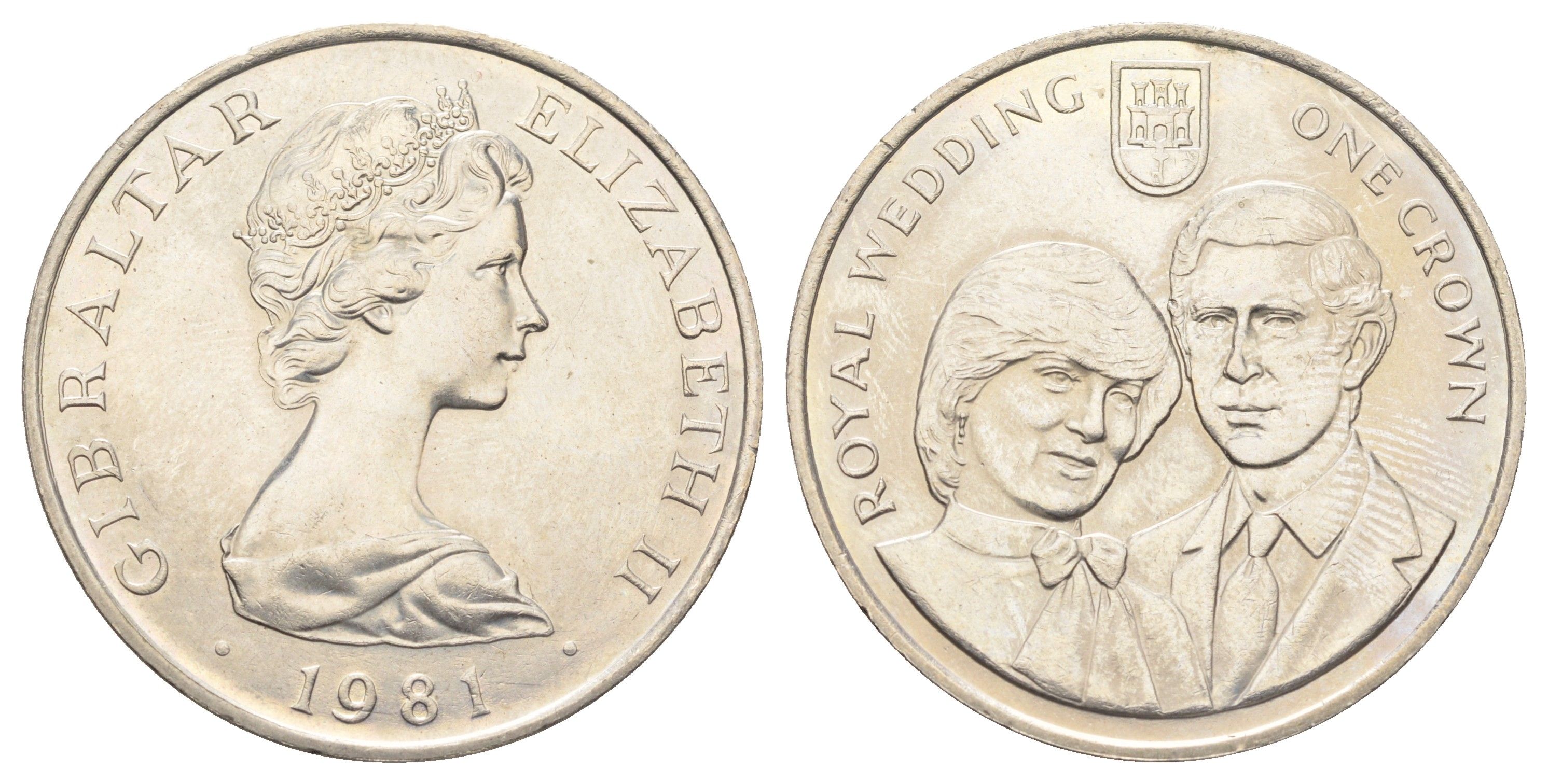 Гибралтар 1 крона 1981 Свадьба Принца Чарльза и Леди Дианы KM 14 медно-никель BU 11-178-21