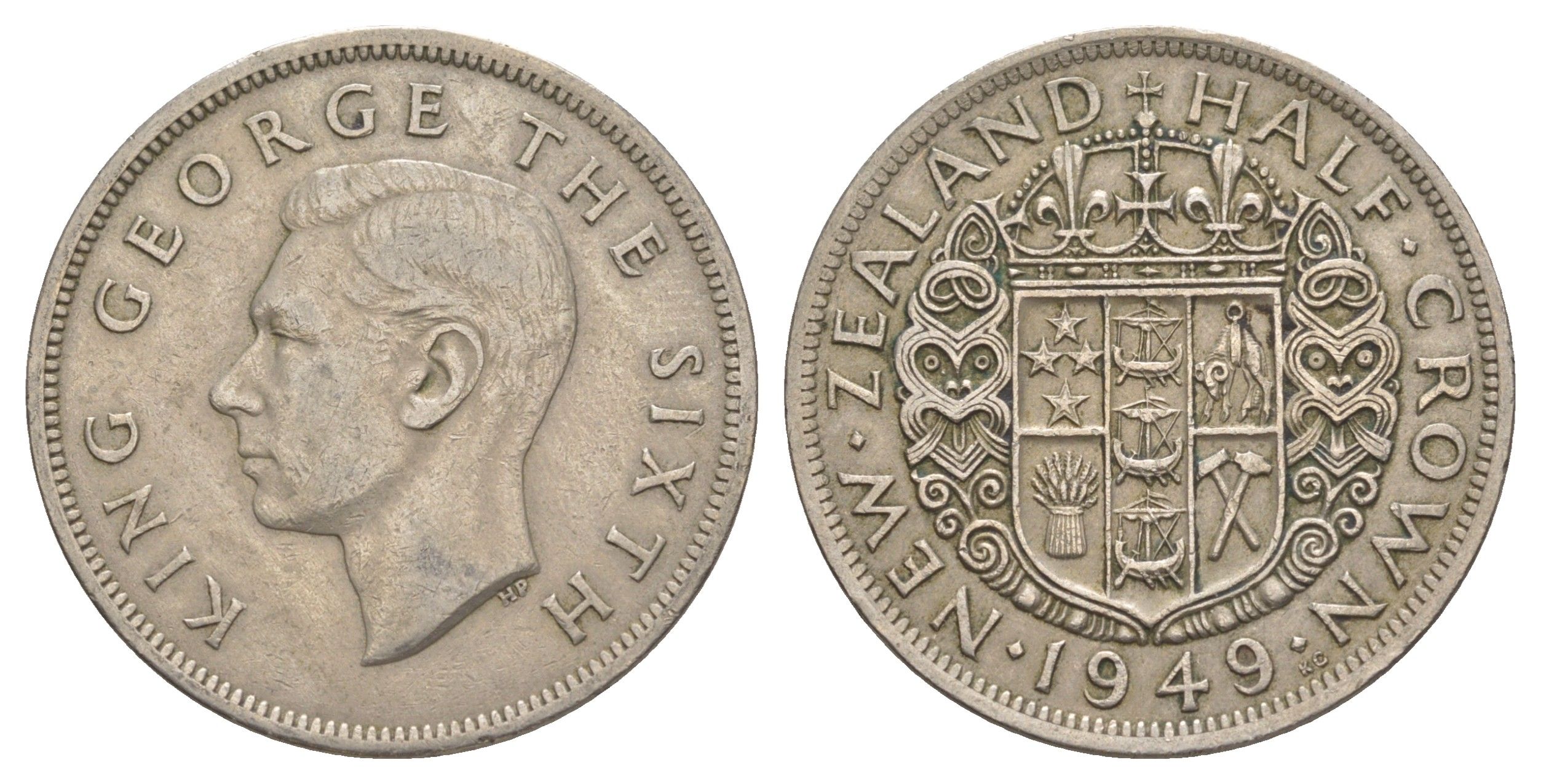 Новая Зеландия 1/2 кроны 1949 Георг VI (1936-1952) KM 19 медно-никель 25-743