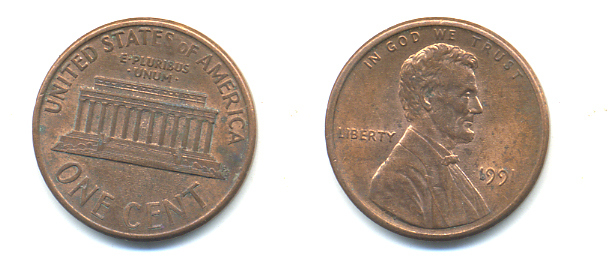 США 1 ЦЕНТ 1991 ЛИНКОЛЬН KM 201b цинк плакированный медью 86-256