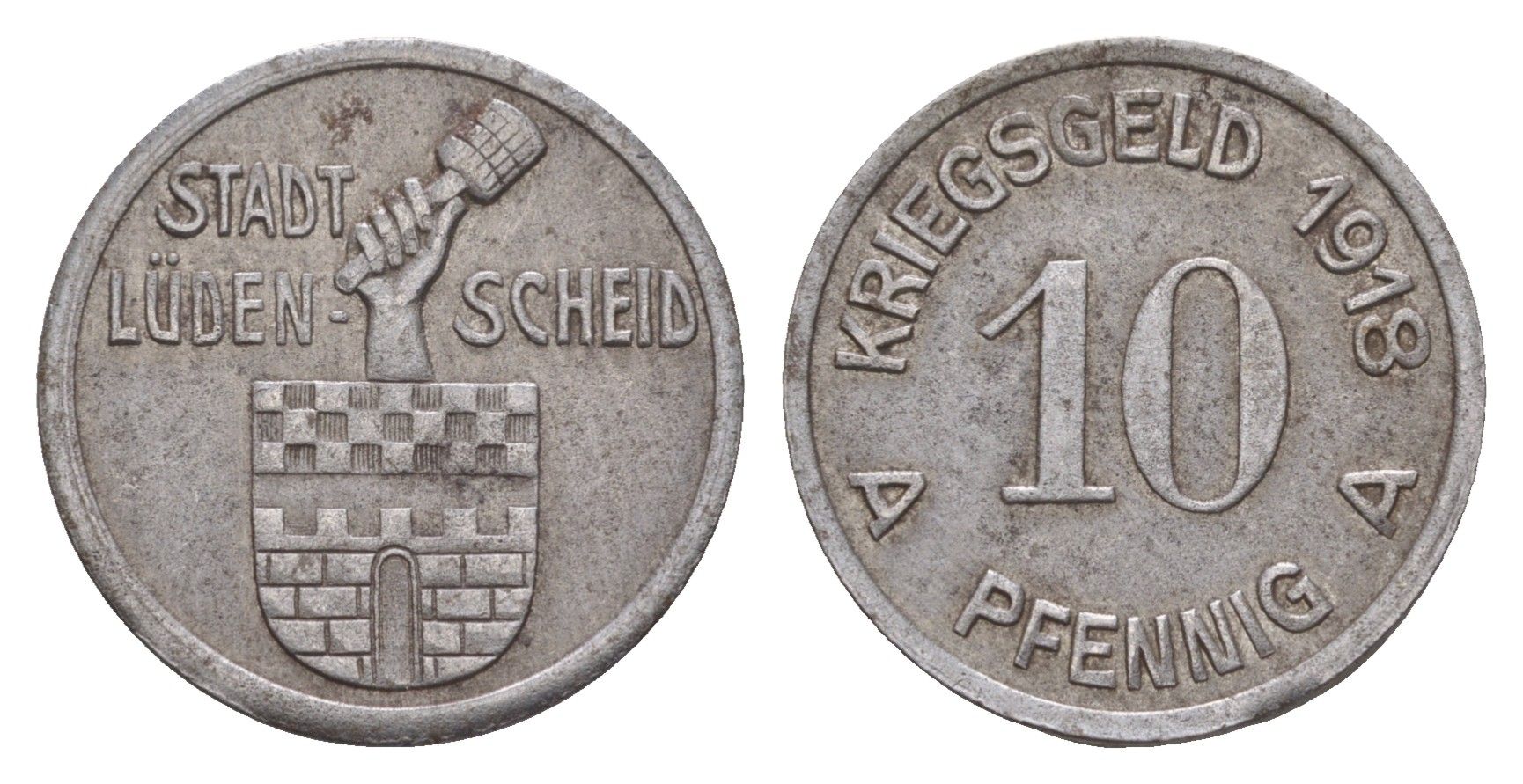 Люденшайд 10 пфеннигов 1918 Funck 309.2, Men05 15772.2, Men18 19761.2 железо 4659-327