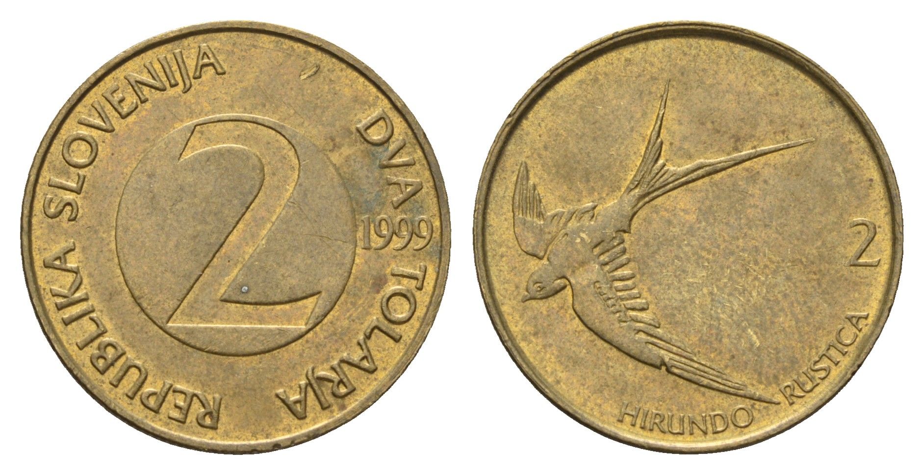 Словения 2 толара 1999 KM 5 латунь 4703-726