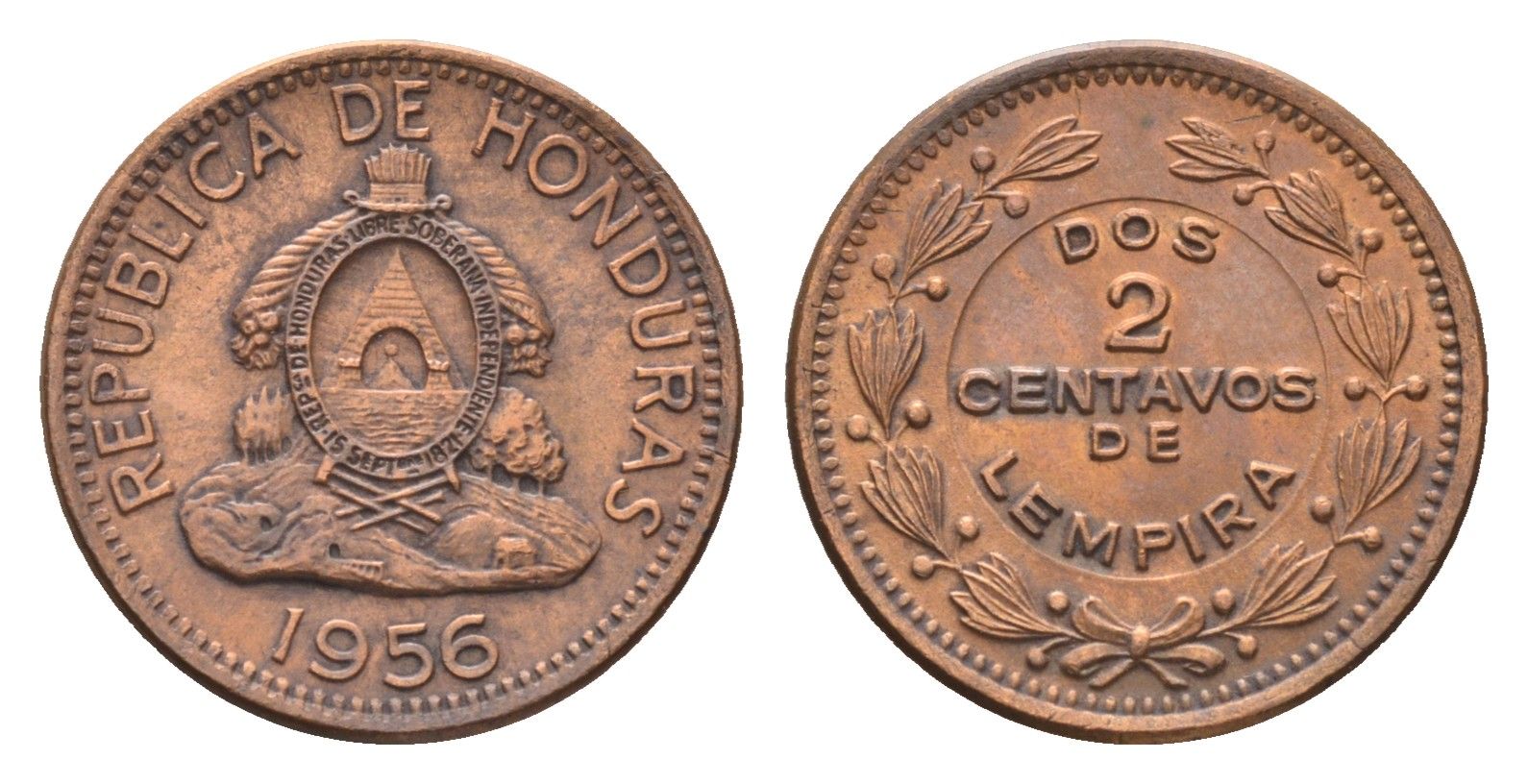 Гондурас 2 сентаво 1956 KM 78 бронза 4668-761