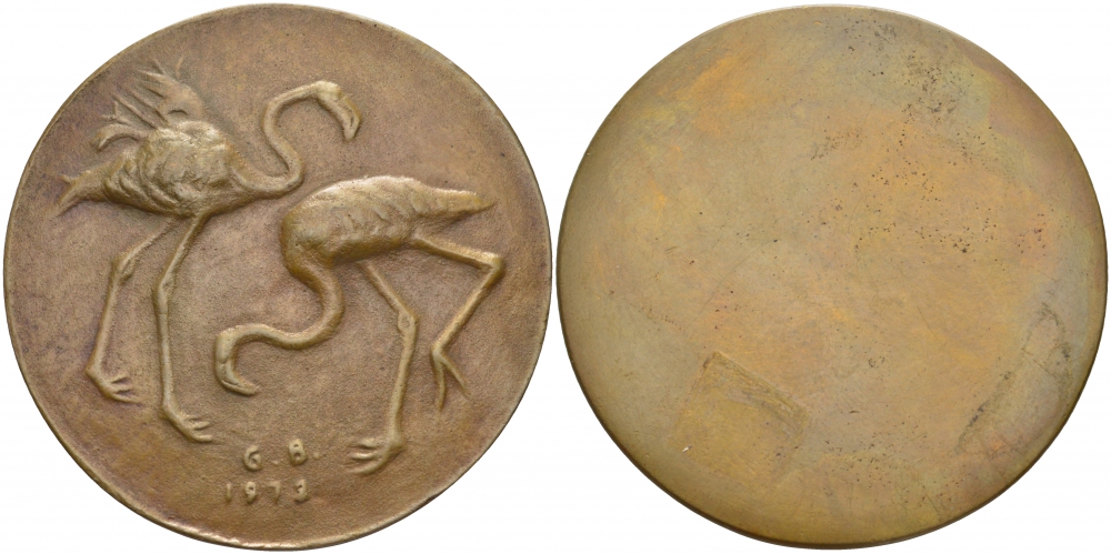 ЕВРОПА МЕДАЛЬ 1972 ФЛАМИНГО, МЕДАЛЬЕР G.B., ДИАМЕТР 50 ММ. ВЕС 47,5 ГР. бронза 1080-7-41