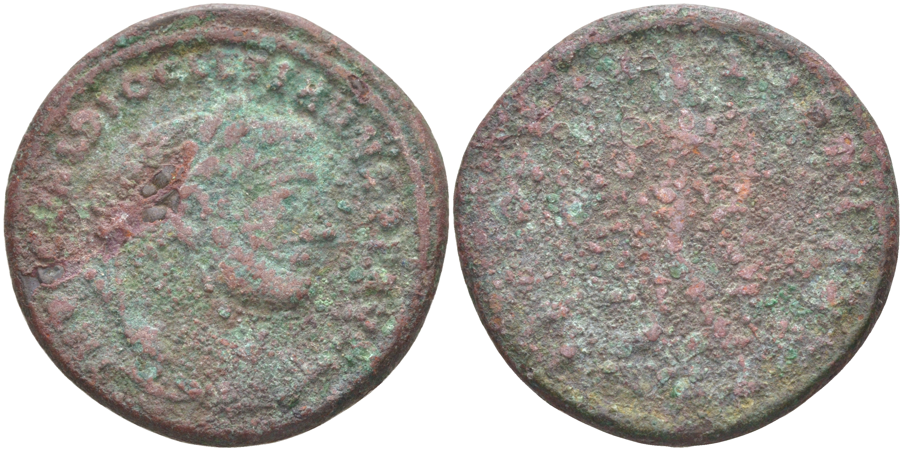 Римская Империя нуммий нач. IV в. Диоклетиан, бюст императора, IMP C C VAL DIOCLETIANVS P F AVG / Гений Римского народа, GENIO POPVLI ROMANI биллон 1073-23-34