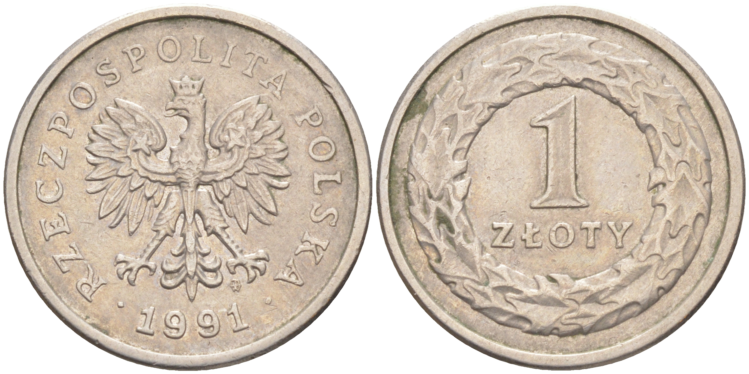 ПОЛЬША 1 ЗЛОТЫЙ 1991 MW KM 282 медно-никель 106-546