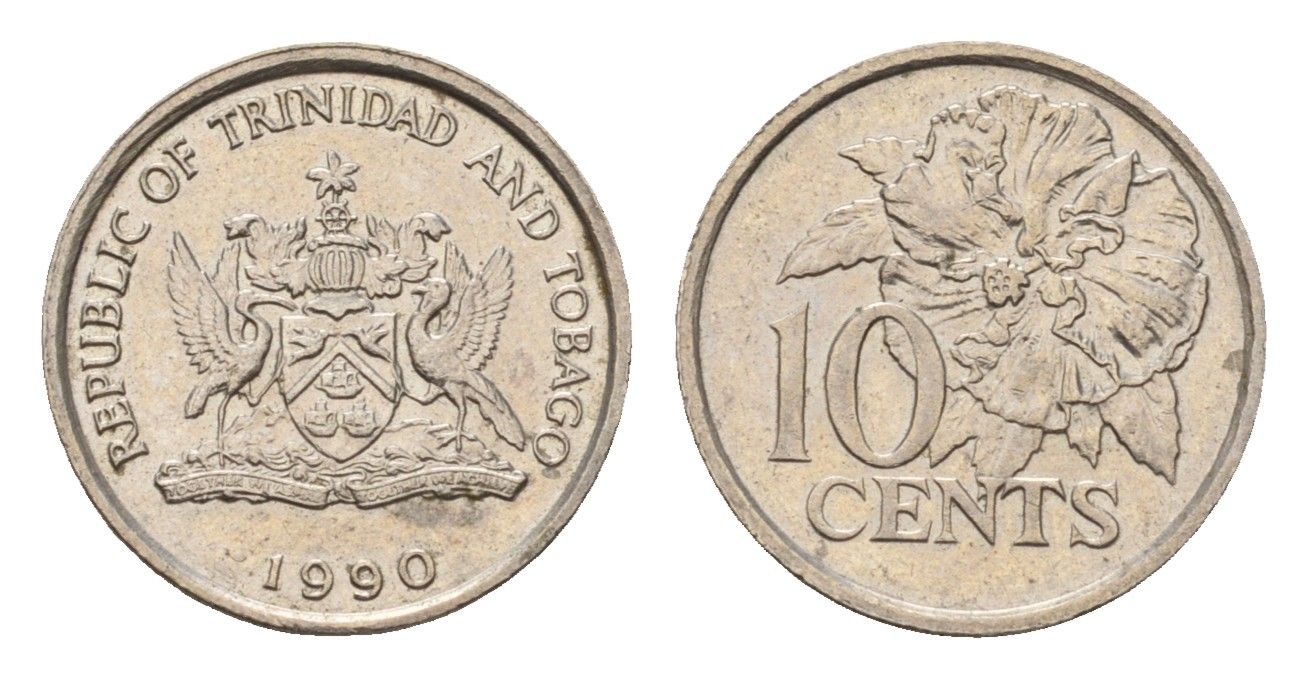 Тринидад и Тобаго 10 центов 1991 цветок гибискуса KM 31 медно-никель UNC 4669-823