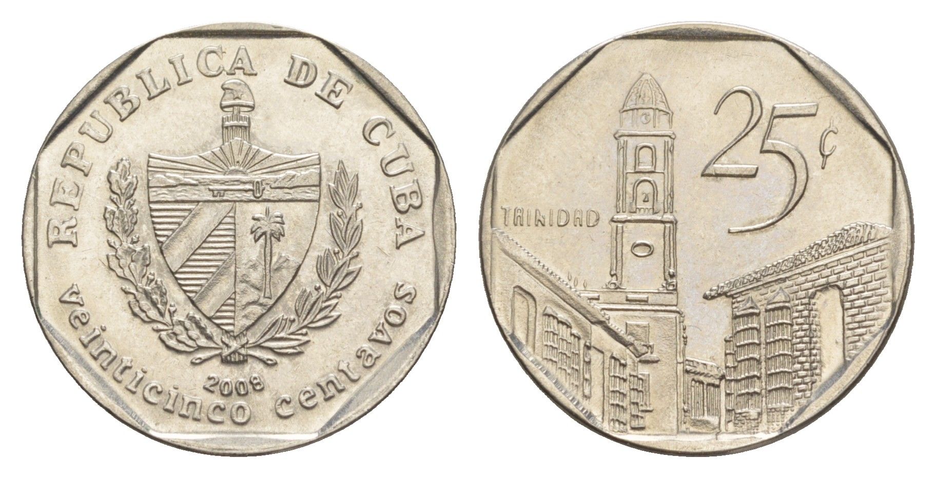 Куба 25 сентаво 2008 площадь в Тринидаде KM 577.2 сталь плакированная никелем 4646-435