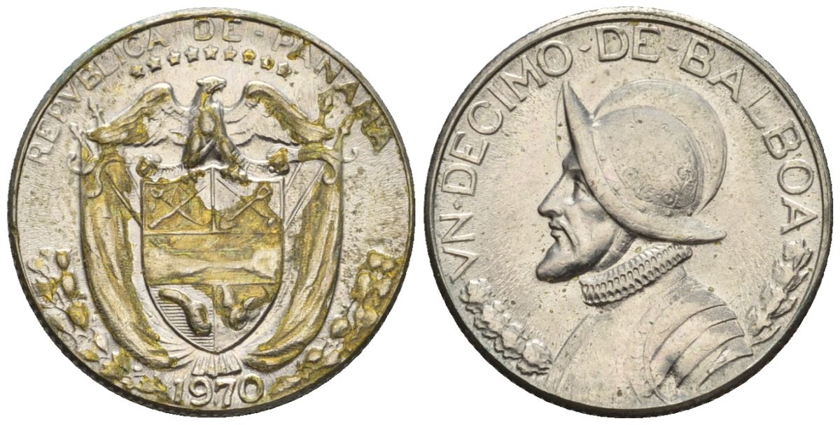 Панама 1/10 бальбоа 1970  KM 10 медь плакированная медно-никелем  aUNC  4609-859