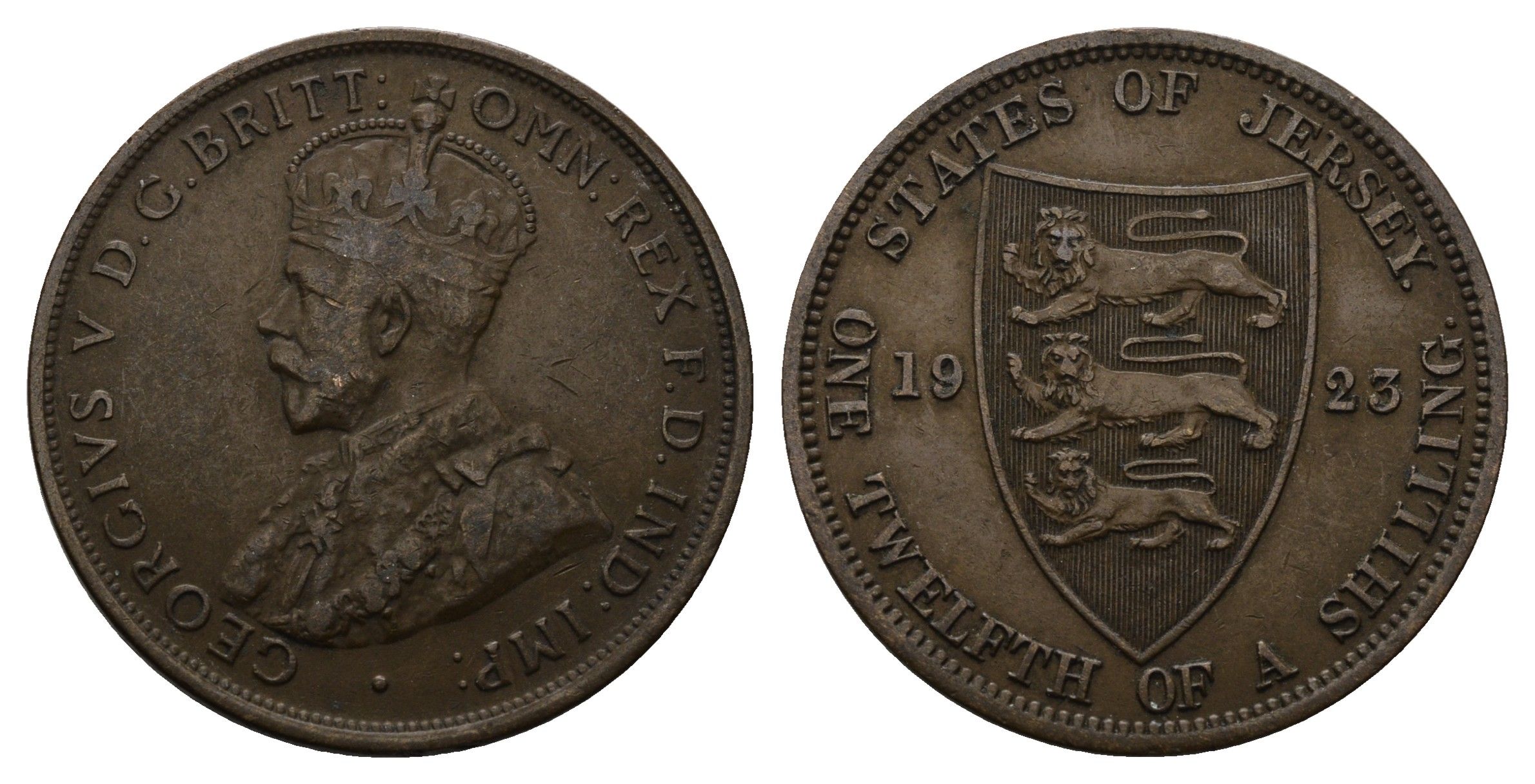 Джерси 1/12 шиллинга 1923 Георг VI (1936-1952) KM 14 бронза 4593-633