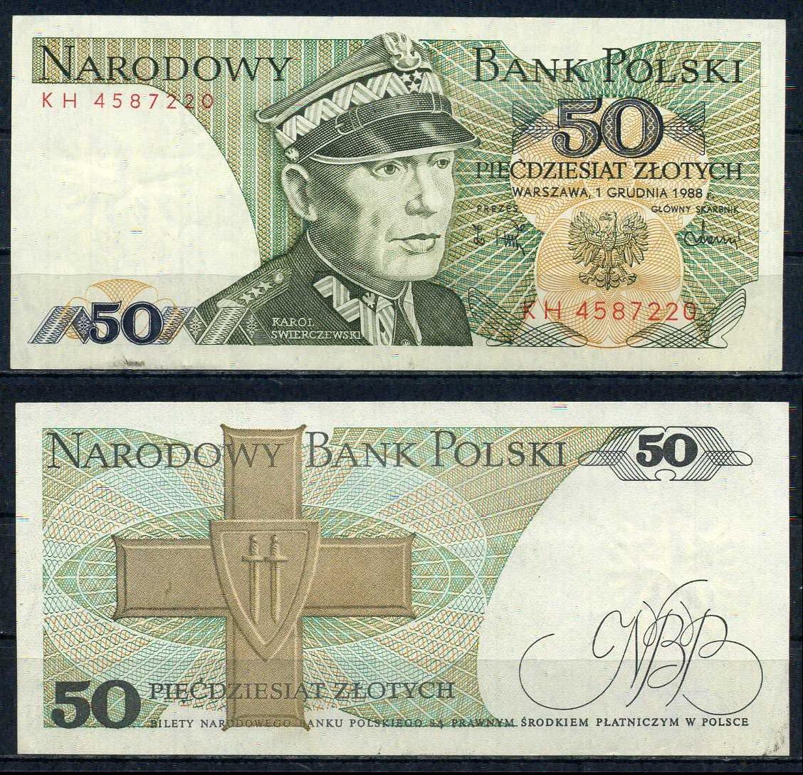 Польша 50 злотых 1988 Pick 142 c бумага aUNC 6283-17-3-2