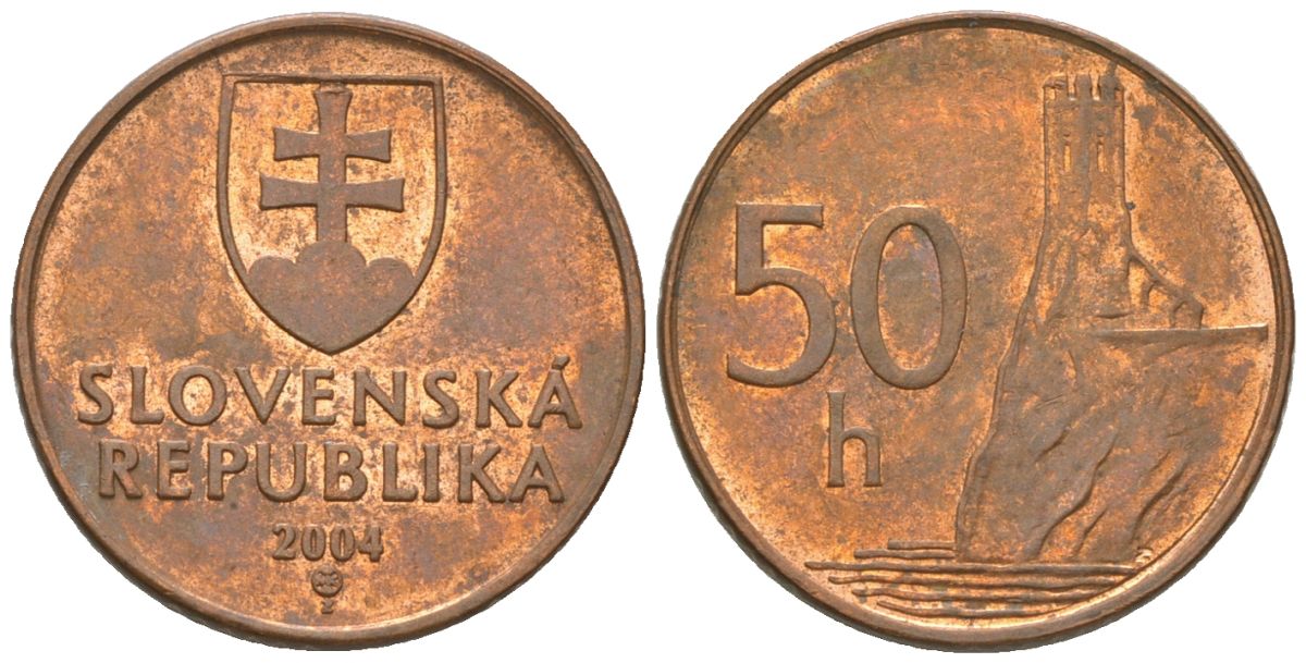 Словакия 50 геллеров 2004 MK KM 35 сталь плакировнная медью 4164-716