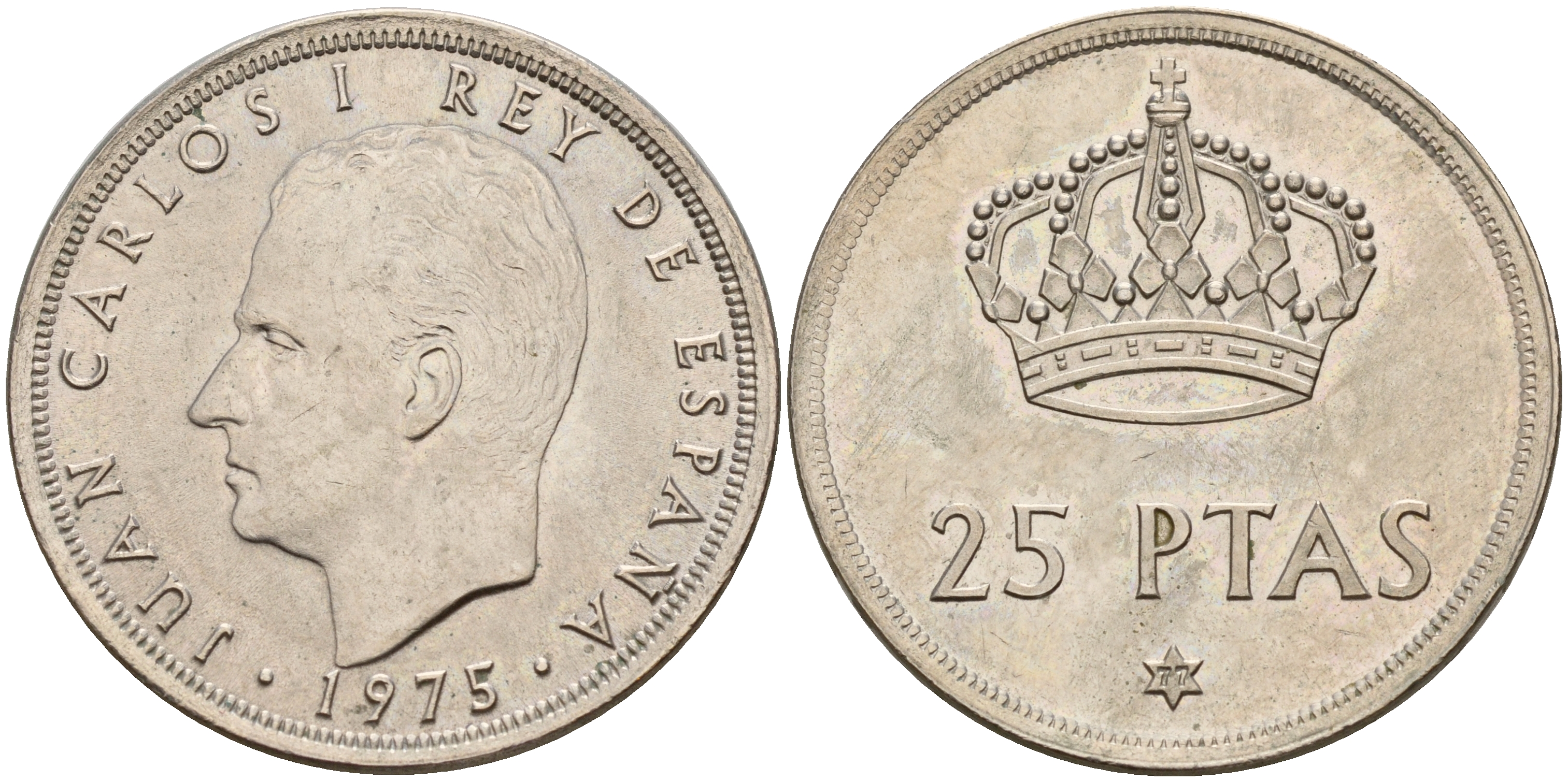 Испания 25 песет 1975 (77) Хуан Карлос I (1975-2014) KM 787 медно-никель    4601-953