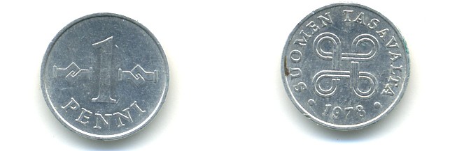 Финляндия 1 пенни 1978 KM 44а алюминий 80-839