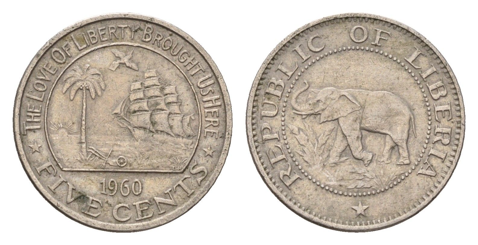 Либерия 5 центов 1960 KM 14 медно-никель 4147-229