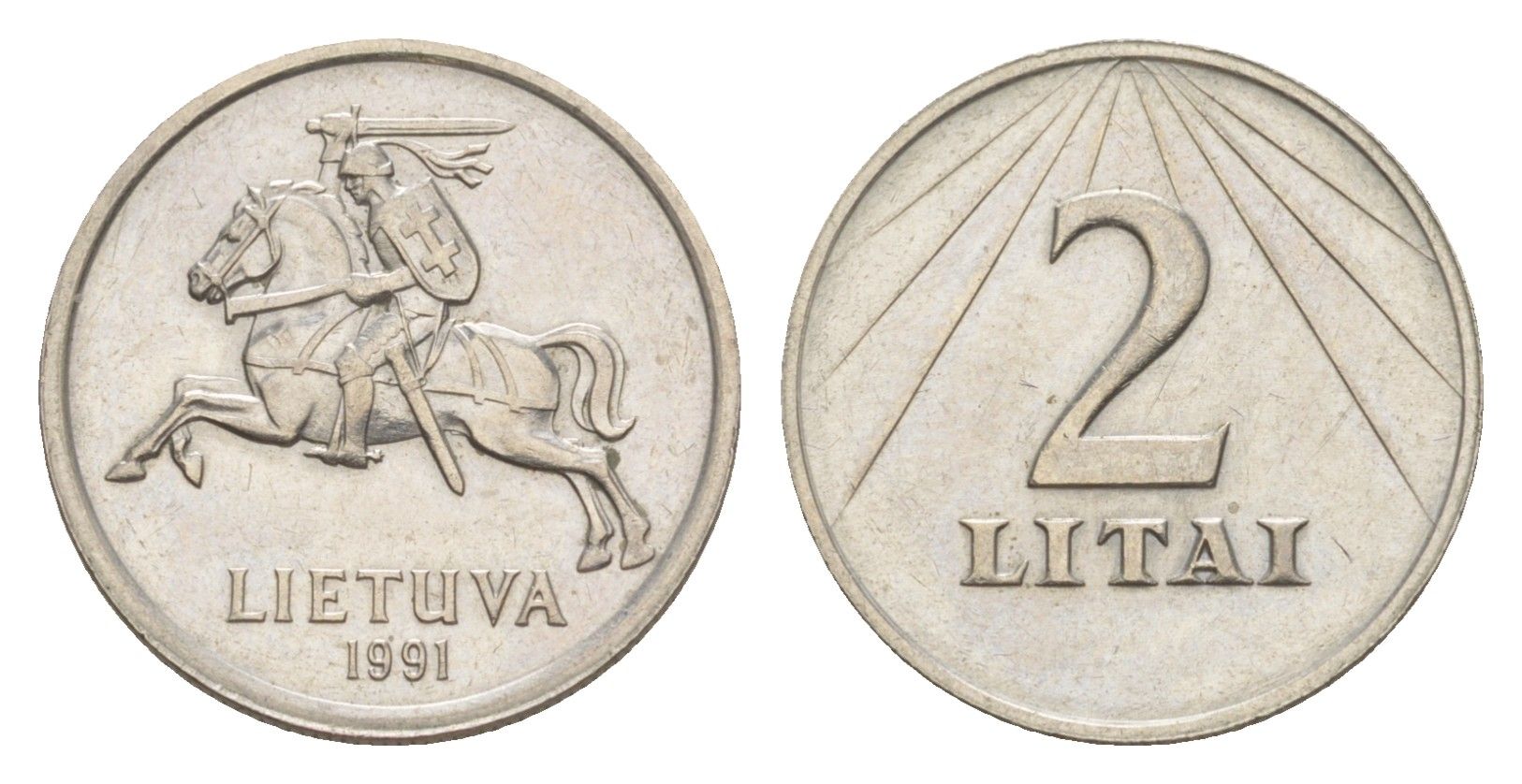 Литва 2 лита 1991 KM 92 медно-никель aUNC 4647-931