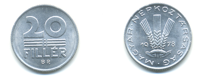 ВЕНГРИЯ 20 ФИЛЛЕРОВ 1978 НАРОДНАЯ РЕСПУБЛИКА (1949-1989) KM 573 алюминий UNC 93-135