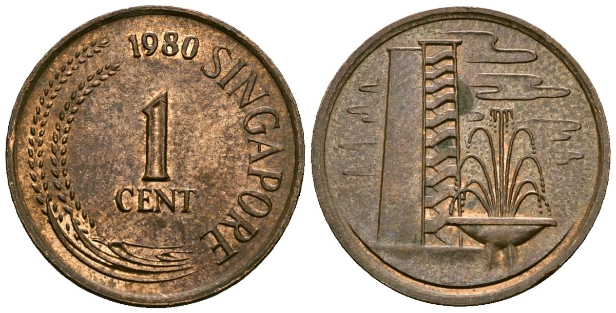 Сингапур 1 цент 1980 KM 1a сталь плакированная медью 4136-852