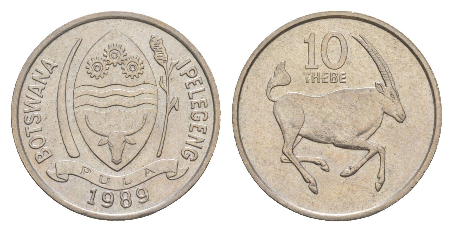 Ботсвана 10 тхебе 1989 KM 5 медно-никель UNC 4546-1055