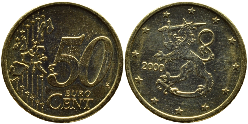 Финляндия 50 евроцентов 2000 М KM 103 нордик UNC 4390-1225