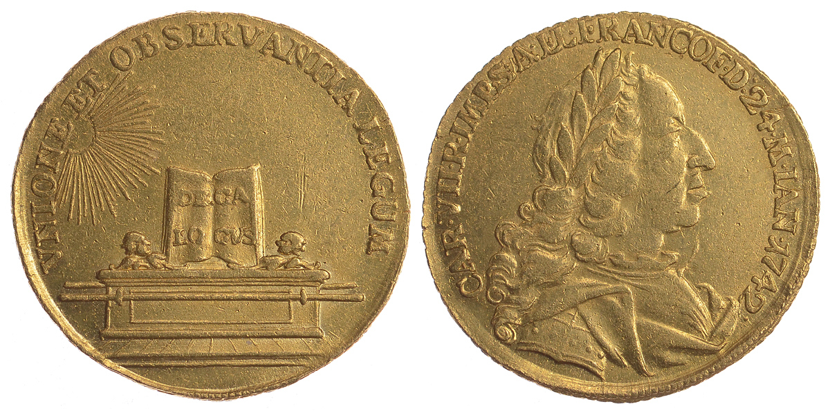 Франкфурт 2 дуката 1742 коронация Карла VII Fr. 999 золото 10-010-68