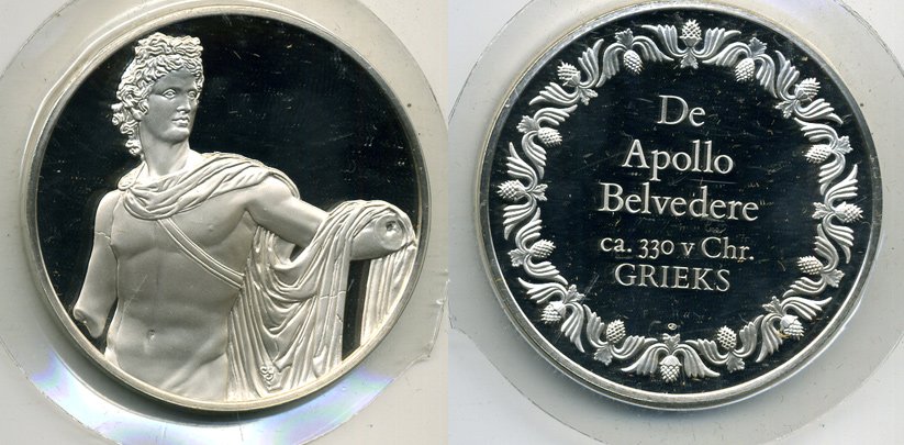 Нидерланды медаль ND Аполлон, 51,8 грамм серебро PROOF 00-00