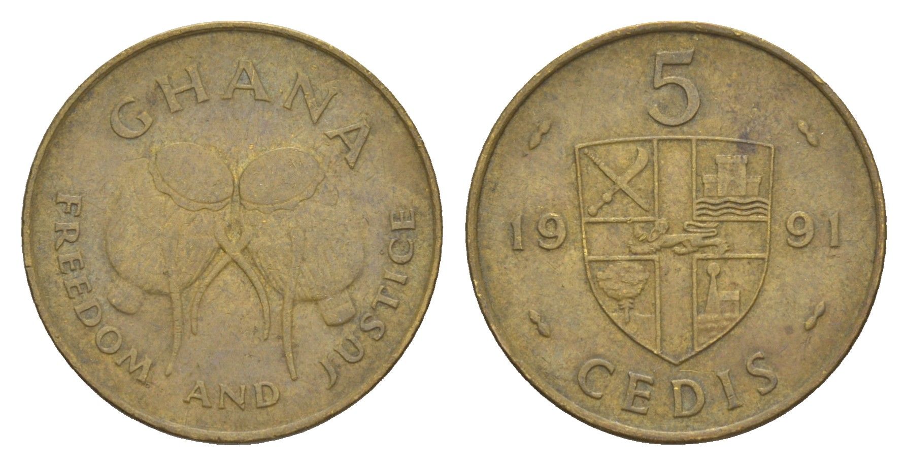 Гана 5 седи 1991 KM 33 сталь плакированная латунью 1530-1223