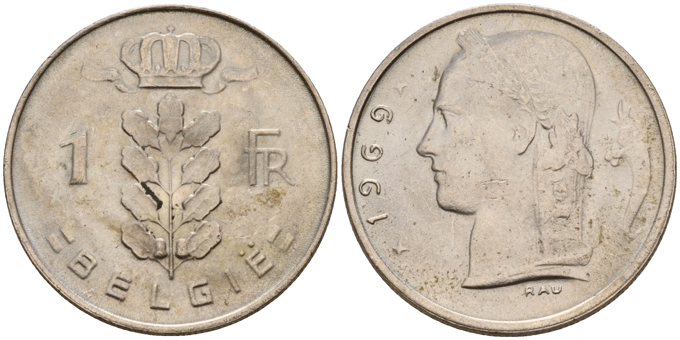 Бельгия 1 франк 1970 Belgie KM 143.1 медно-никель  UNC  4187-152