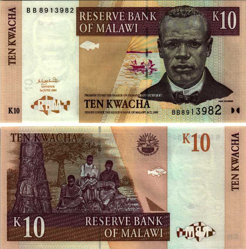 Малави 10 квача 2004 Джон Чилембве, озеро Малави, девушки на учебе Pick 51 a бумага UNC (пресс) 6352-41-4-2