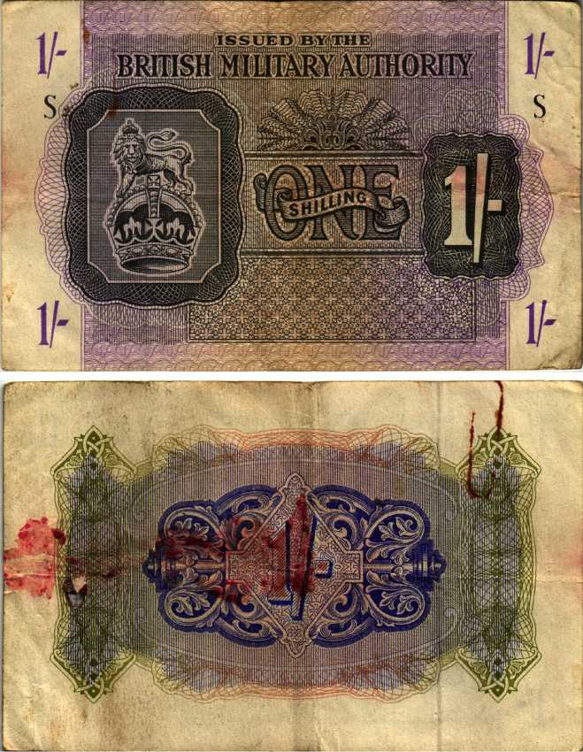 АНГЛИЯ 1 ШИЛЛИНГ 1943 ДЛЯ ВООРУЖЕННЫХ СИЛ Pick M2 бумага VF 7183-32-2-2