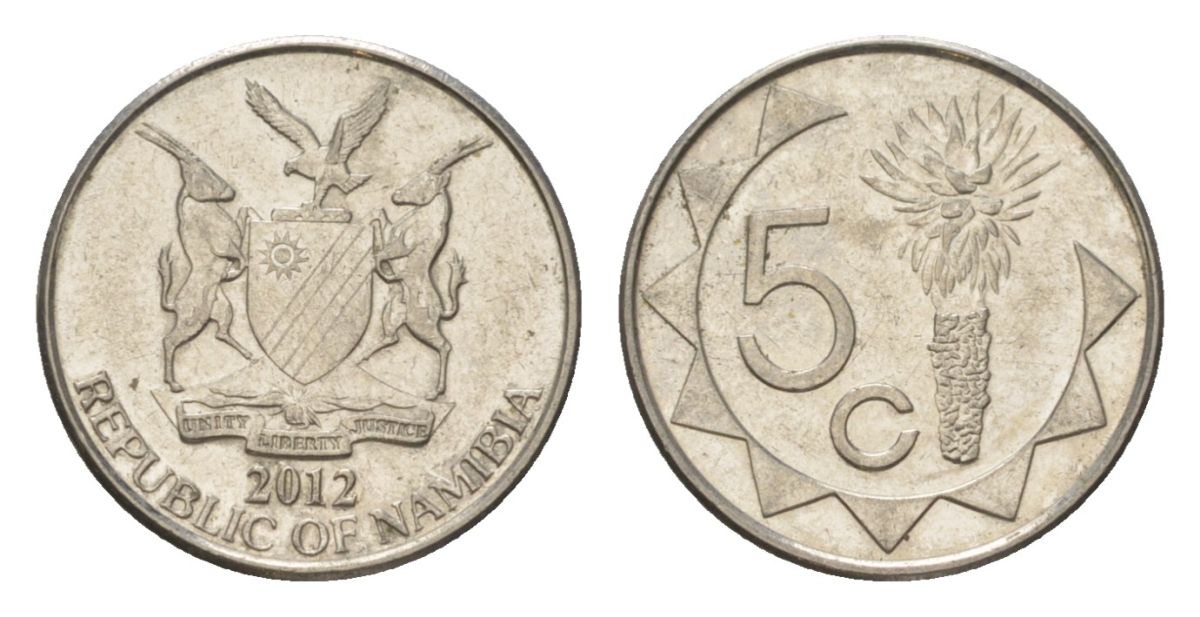 Намибия 5 центов 2012 KM 1 сталь плакированная никелем 4627-816