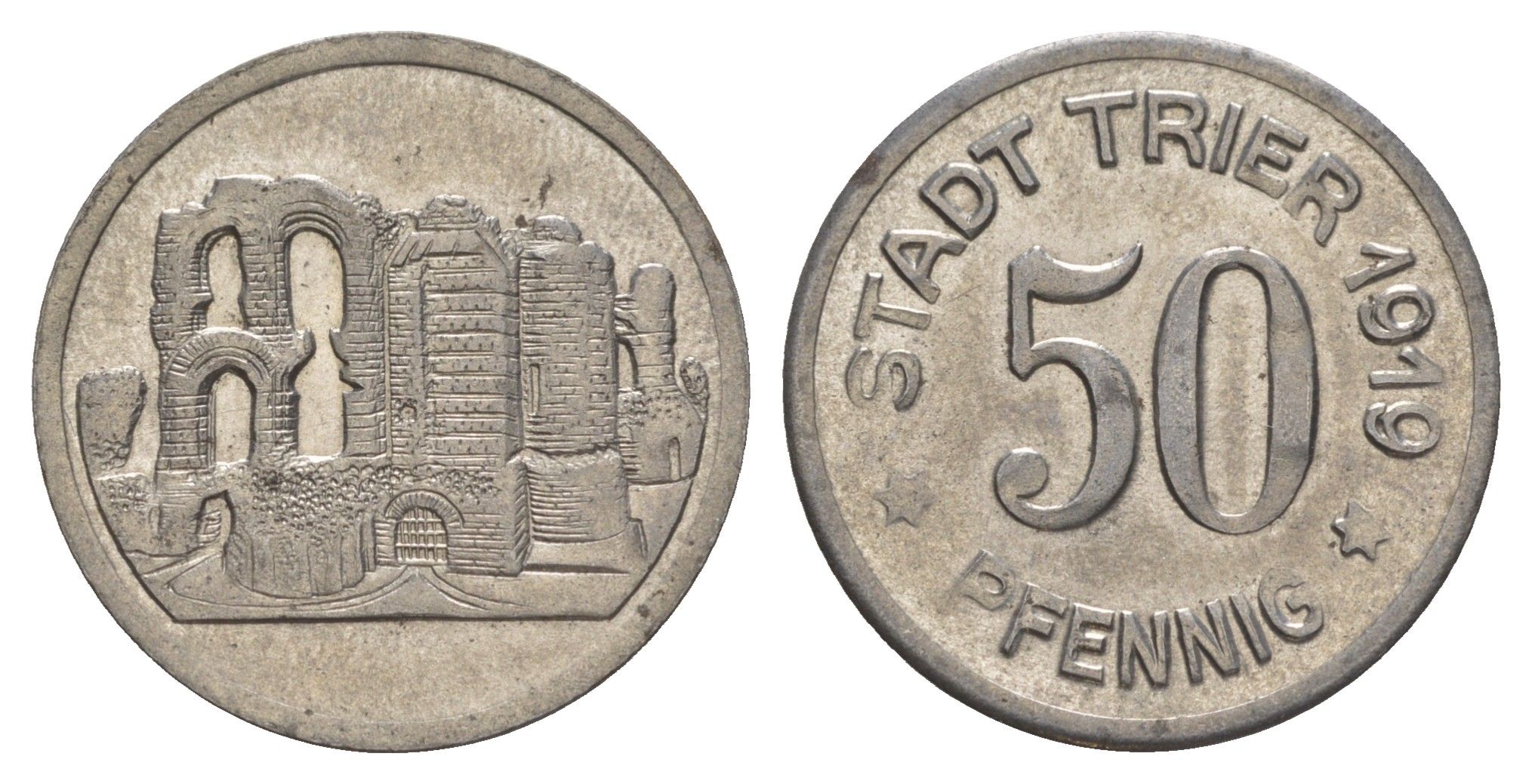 Трир 50 пфеннигов 1919 Funck 549.7, Men18 31517.8 железо aUNC 1521-132