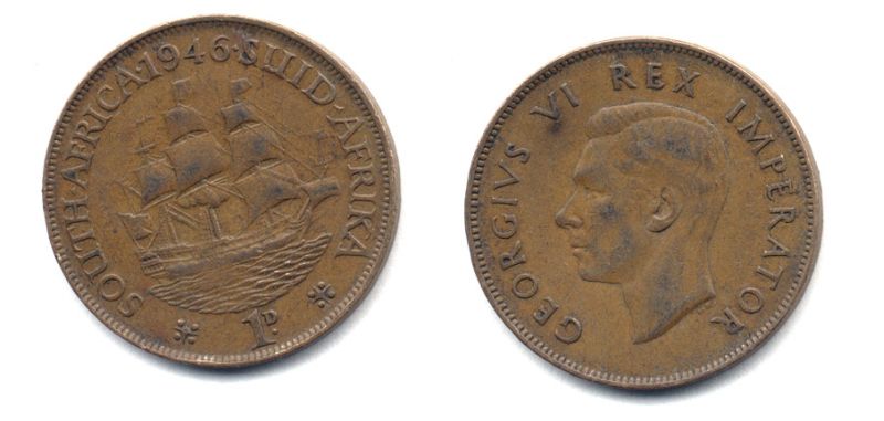 ЮЖНАЯ АФРИКА 1 ПЕННИ 1946 25-722