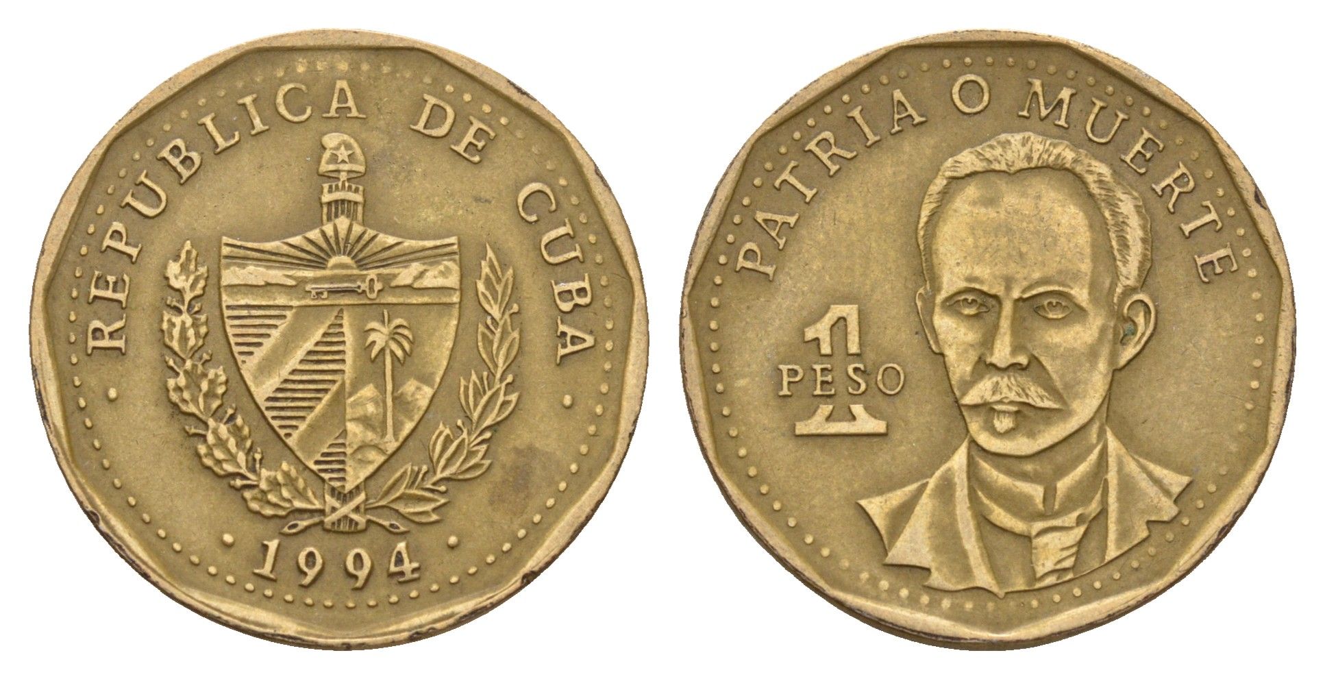 Куба 1 песо 1994 Хосе Марти KM 347 сталь плакированная латунью 4675-232