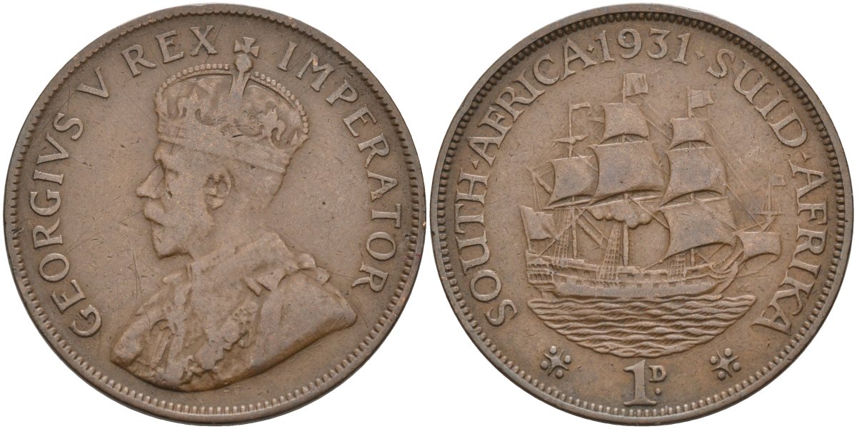 ЮАР 1 пенни 1931 Георг V (1910-1936) KM 14.3 бронза 4574-1146