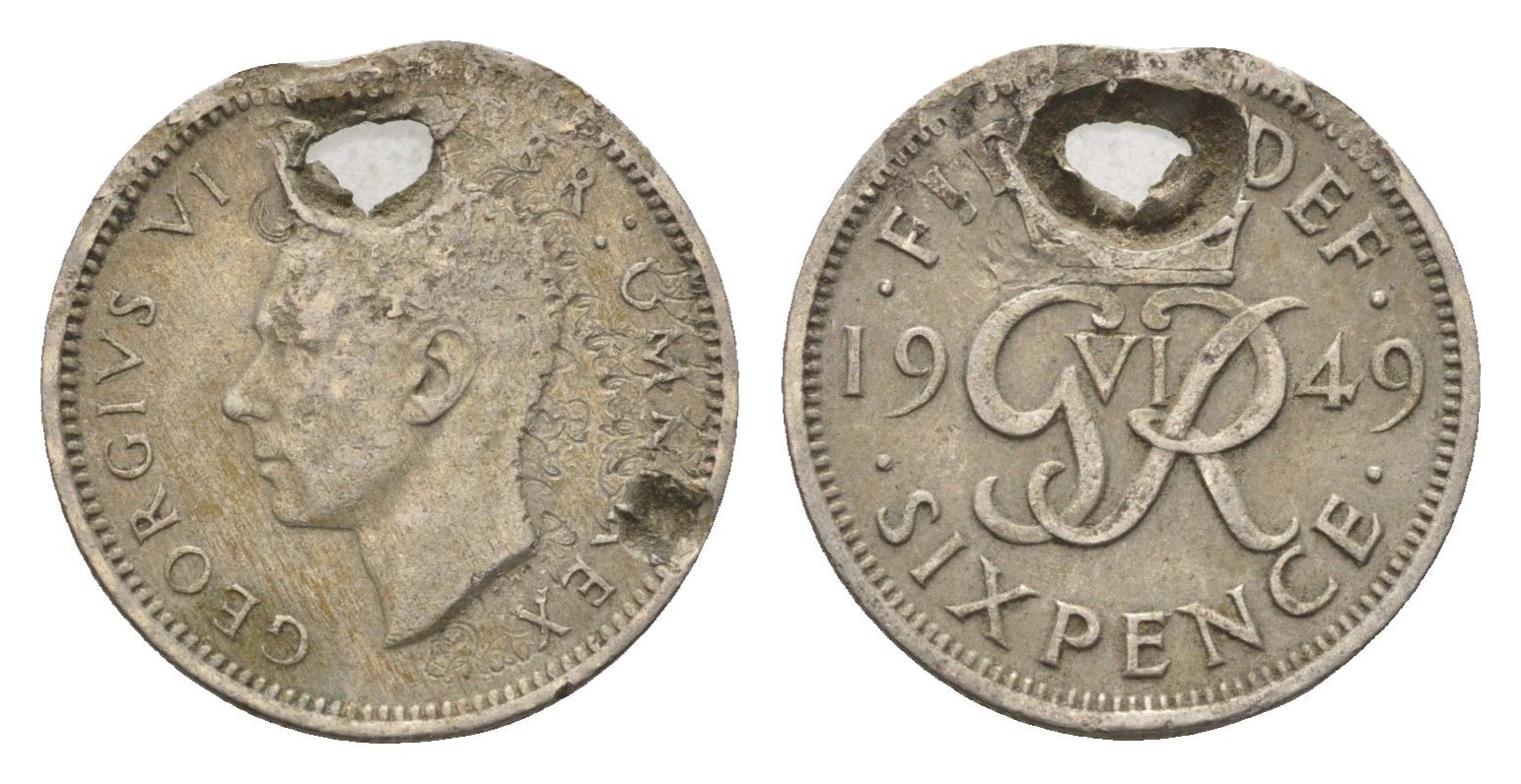Великобритания 6 пенсов 1949 Георг VI (1936-1952) KM 875, Spink 4110 медно-никель 4697-958