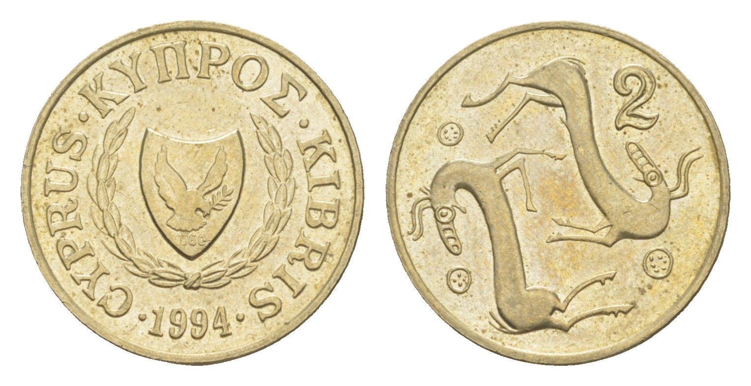 Кипр 2 цента 1994 KM 54.3 никель латунь UNC 4649-1152